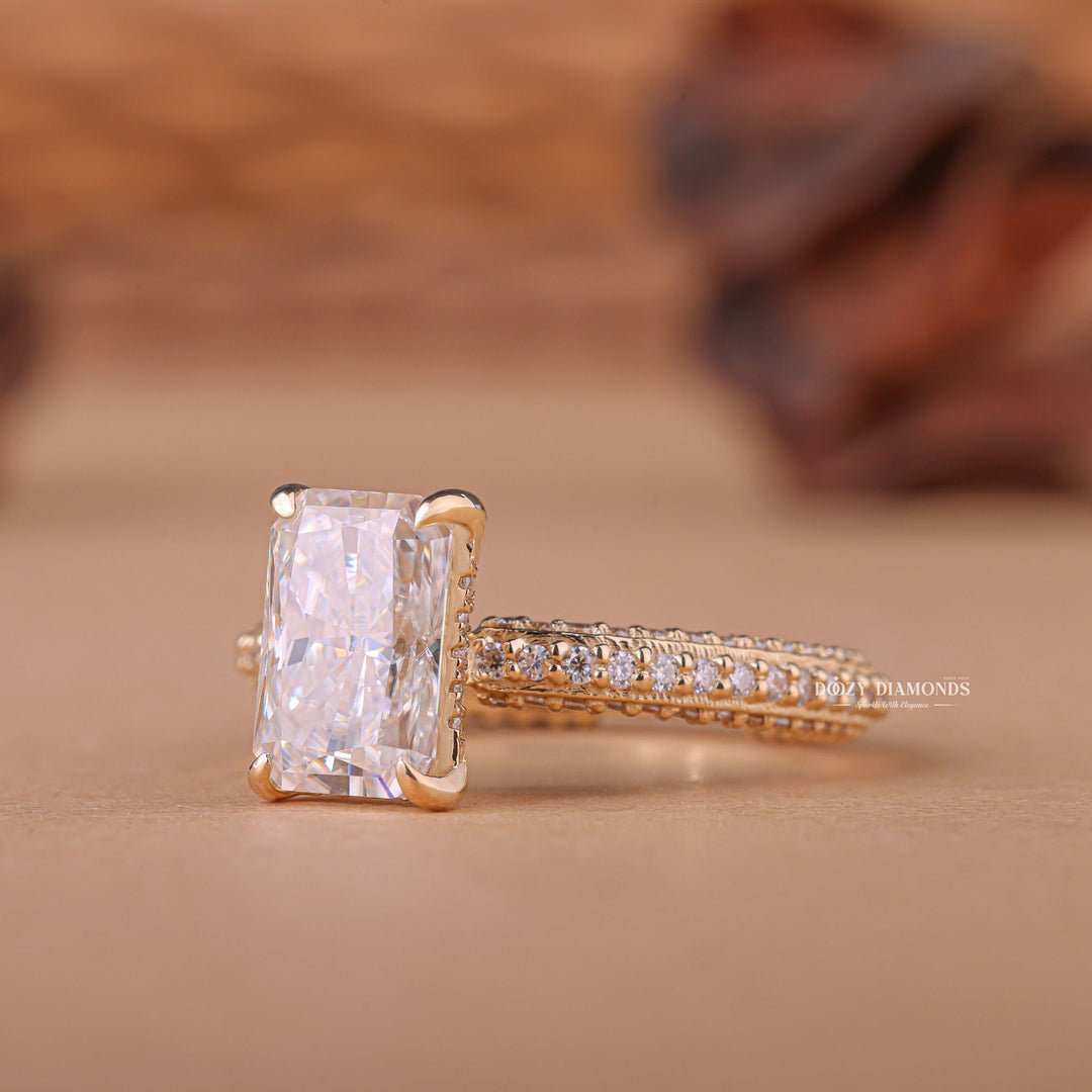 2.50CT - 3.50CT Radiant F/VS1 Lab Grown Diamond Micro Pave Engagement Ring - Doozy Diamonds