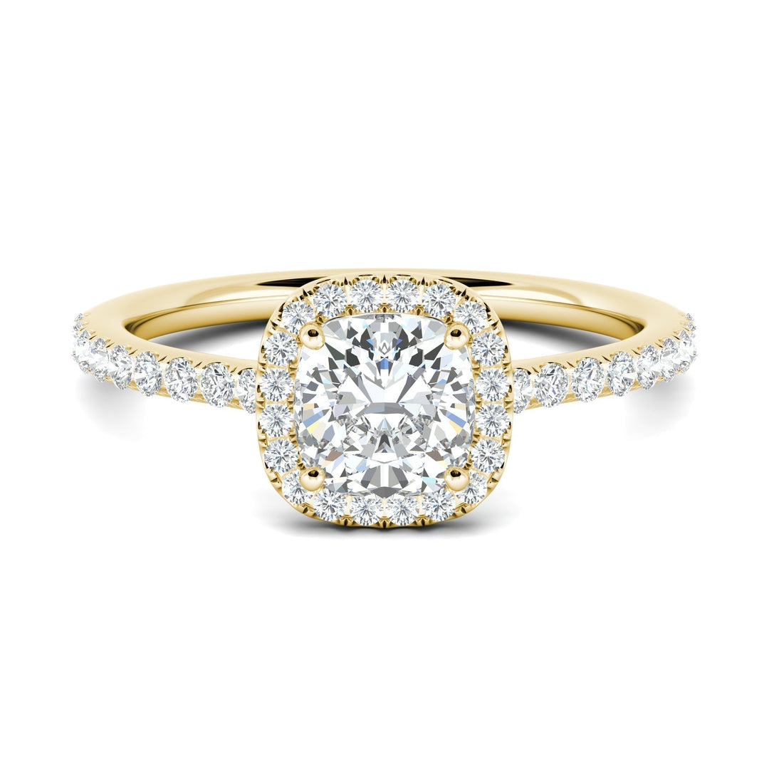 0.76 CT Cushion F - VS1 Diamond Halo & Pave Setting Engagement Ring - Doozy Diamonds