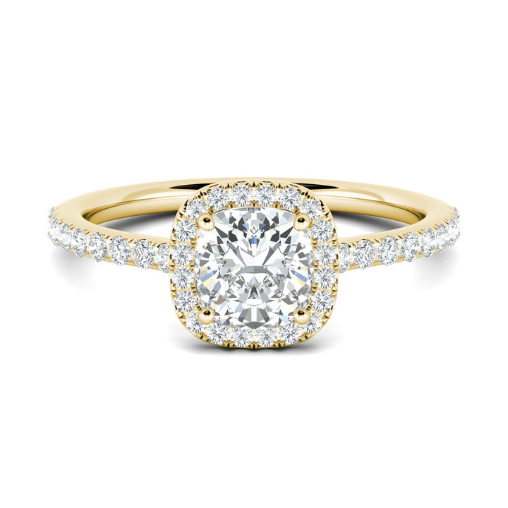 0.76 CT Cushion F - VS1 Diamond Halo & Pave Setting Engagement Ring - Doozy Diamonds