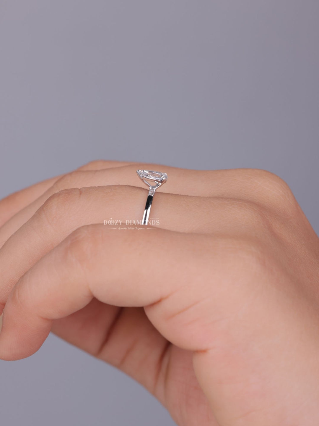 0.75ct - 2.0ct Pear E/VS2 Diamond Lab Grown Solitaire Engagement Ring - Doozy Diamonds