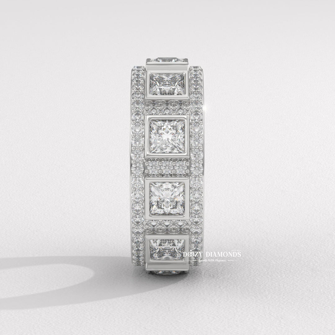 High quality lab created eternity band
VVS clarity mixed diamond ring
Conflict free mixed cut eternity ring