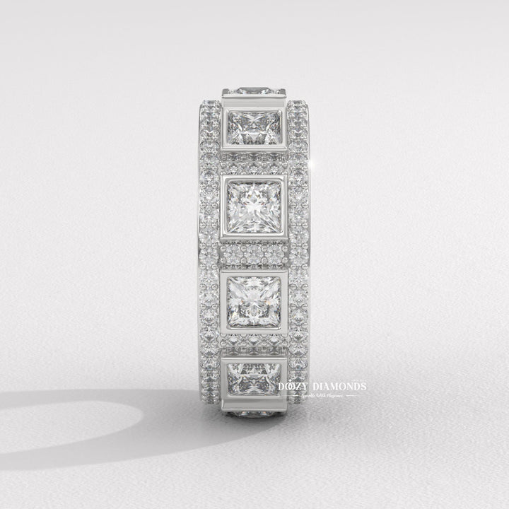 High quality lab created eternity band
VVS clarity mixed diamond ring
Conflict free mixed cut eternity ring