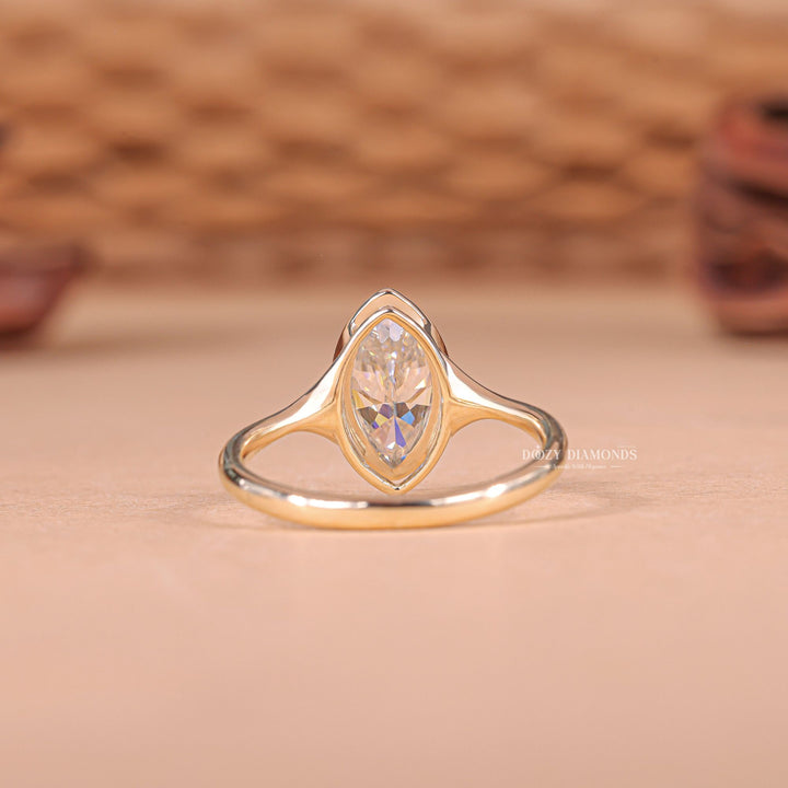 1.50CT - 2.50CT Bezel Set Marquise F/VS2 Lab Grown Diamond Engagement Ring - Doozy Diamonds