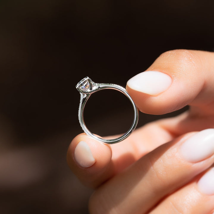 1.50 - 3.50 CT Elongated Cushion Lab Grown Diamond Hidden Halo & Pave Engagement Ring - Doozy Diamonds