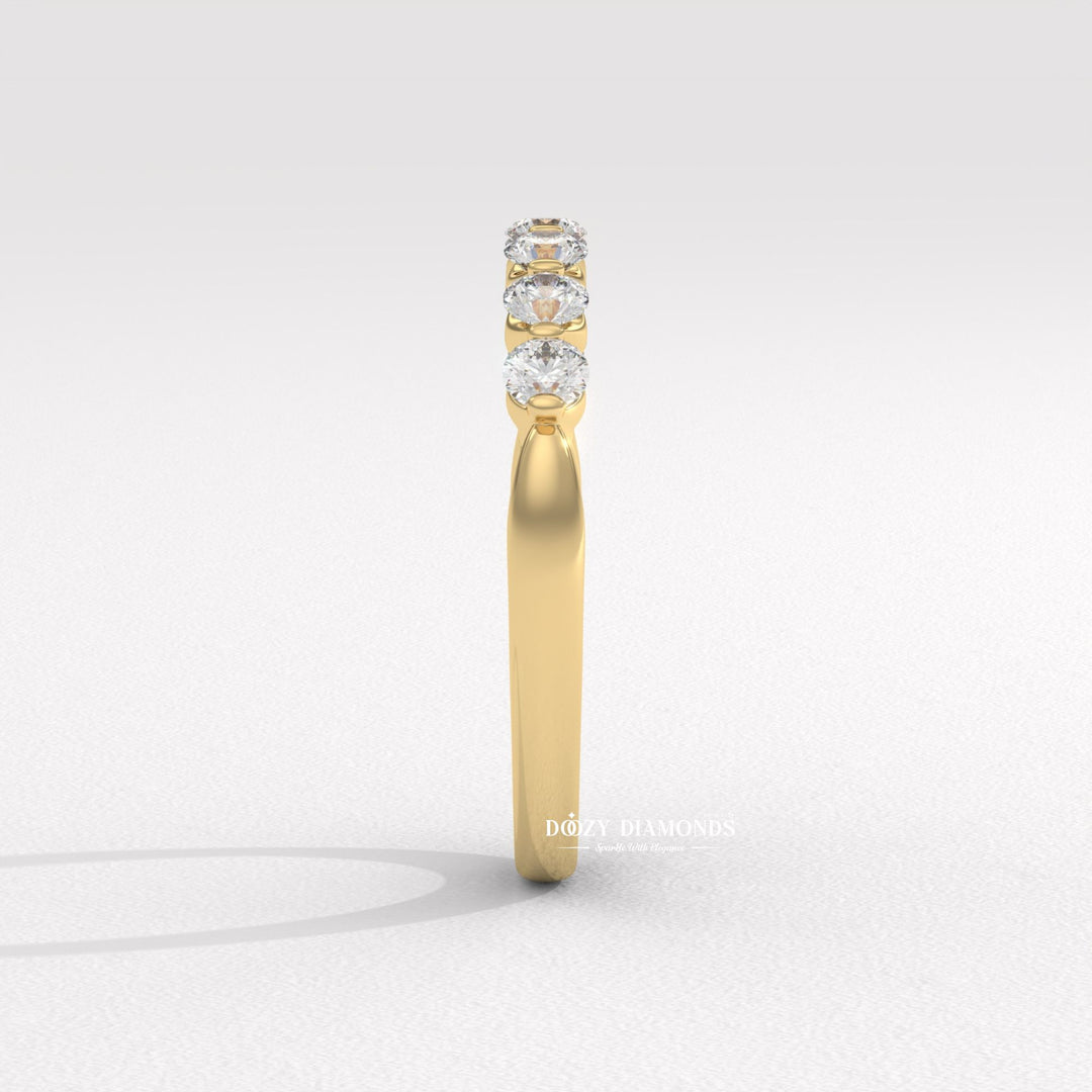 2.0 MM Round Lab Grown Diamond Floating Bubble Half Eternity Band, Stackable Wedding Band