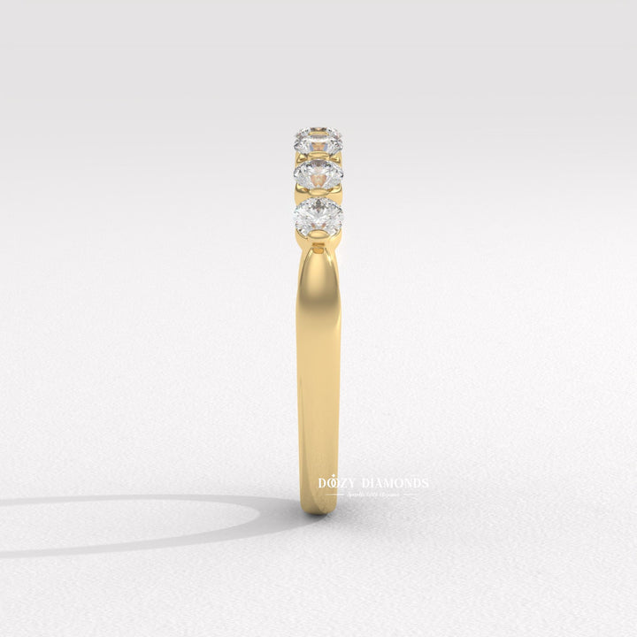 2.0 MM Round Lab Grown Diamond Floating Bubble Half Eternity Band, Stackable Wedding Band