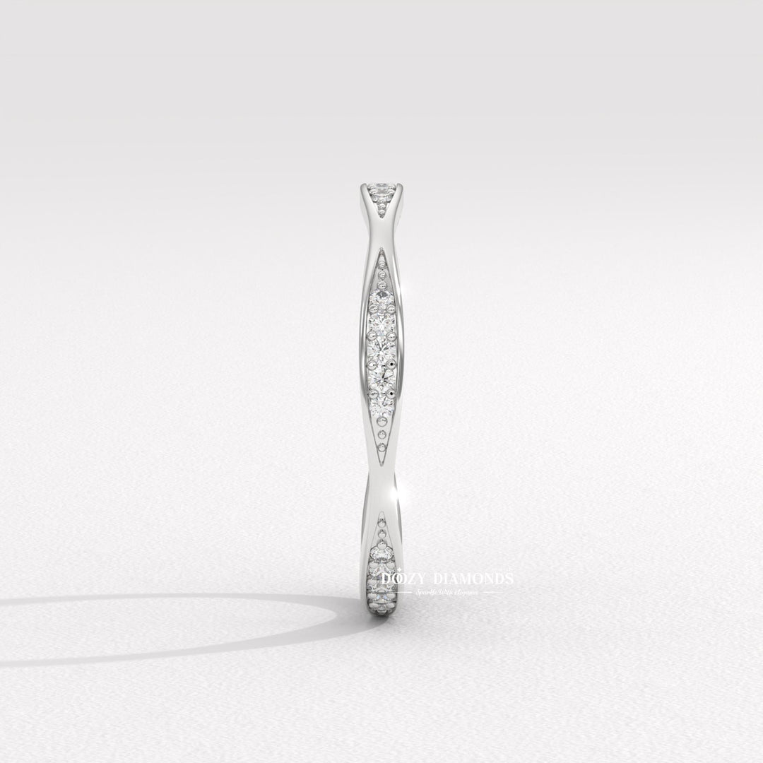 Round Lab Grown Tapered Pave Diamond Full Eternity Wedding Band