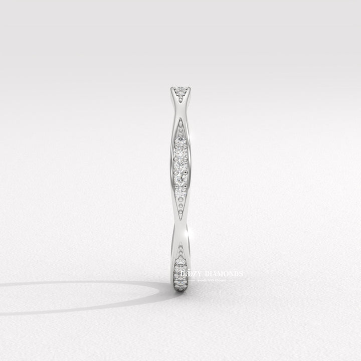 Round Lab Grown Tapered Pave Diamond Full Eternity Wedding Band