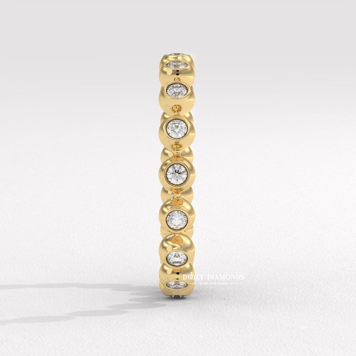 Floating Bubble Half Eternity Wedding Band, 1.50 MM Round Brilliant Cut Lab Created Diamond Band, Matching Band for Engagement Ring