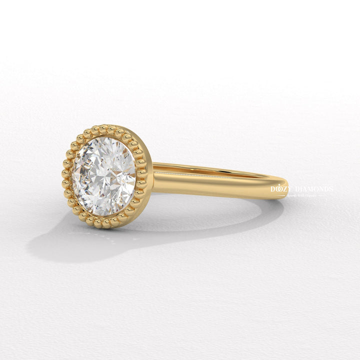 Vintage Bezel Solitaire Round Cut Diamond Engagement Ring