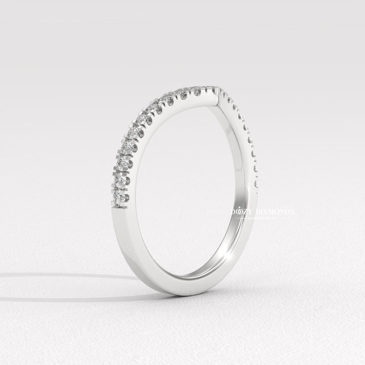 V Shaped Chevron Band, Round Lab Grown Diamond Wedding Band