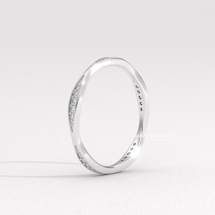 Round Lab Grown Tapered Pave Diamond Full Eternity Wedding Band