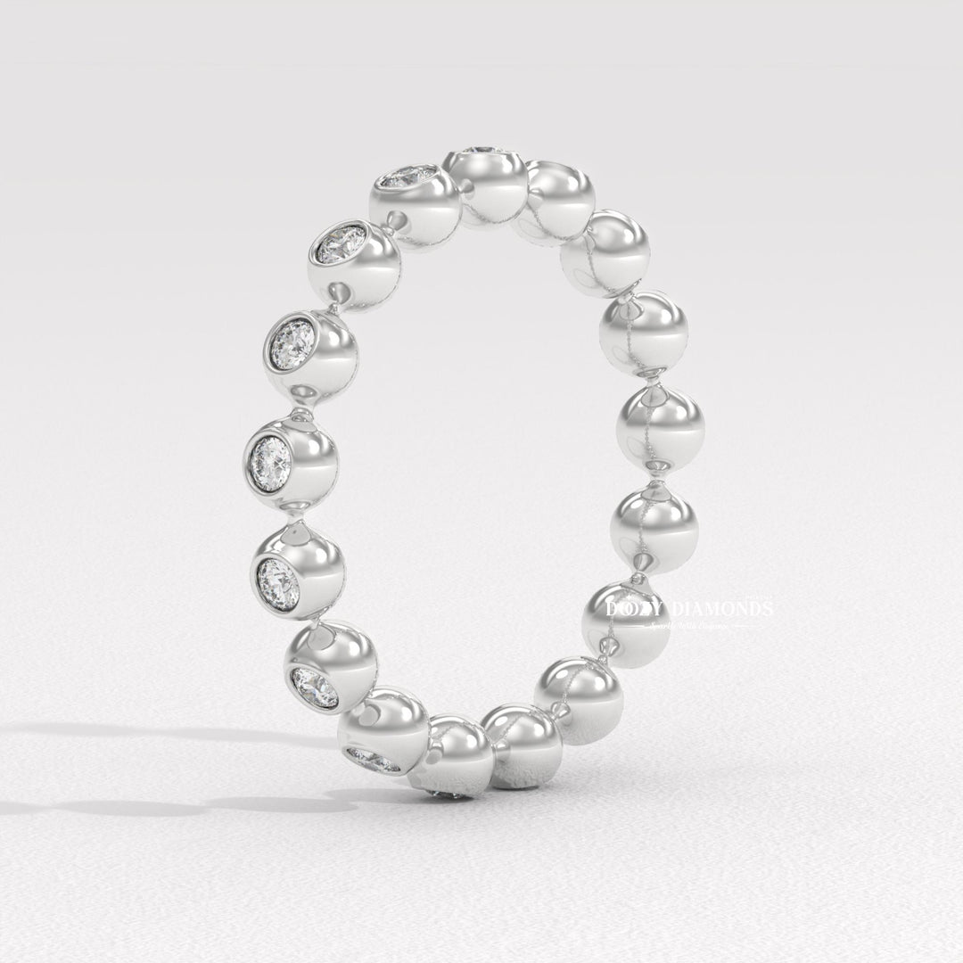 Floating Bubble Half Eternity Wedding Band, 1.50 MM Round Brilliant Cut Lab Created Diamond Band, Matching Band for Engagement Ring