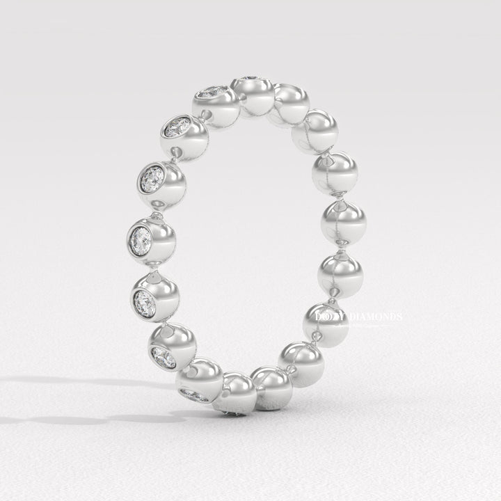 Floating Bubble Half Eternity Wedding Band, 1.50 MM Round Brilliant Cut Lab Created Diamond Band, Matching Band for Engagement Ring