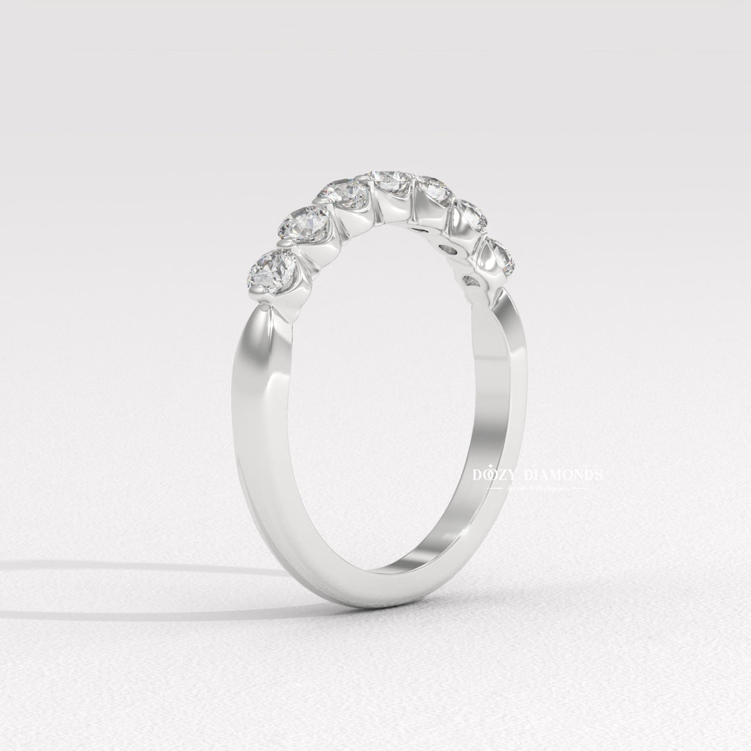 2.0 MM Round Lab Grown Diamond Floating Bubble Half Eternity Band, Stackable Wedding Band