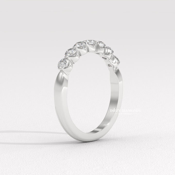 2.0 MM Round Lab Grown Diamond Floating Bubble Half Eternity Band, Stackable Wedding Band