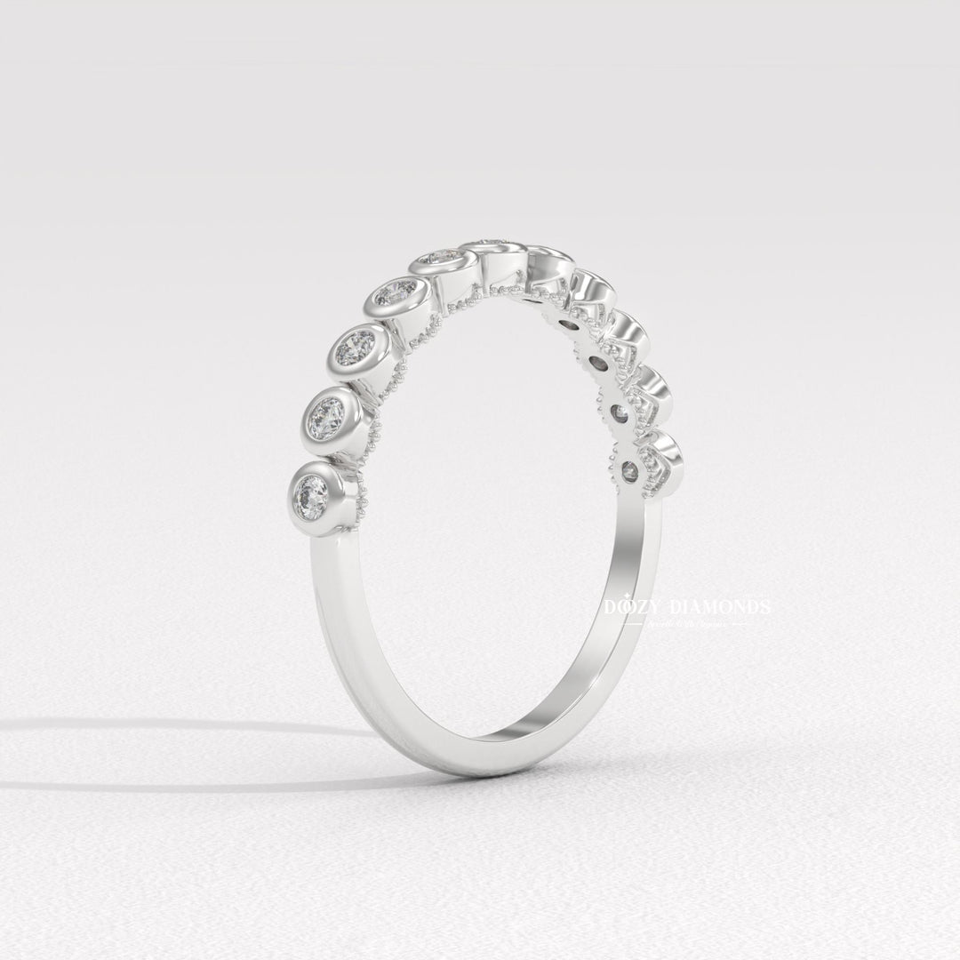Round Lab Created Diamond Eternity Band, 2.0 MM Round Bezel Set Wedding Band