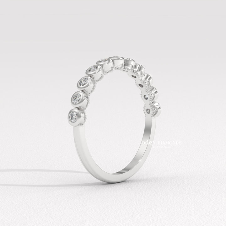 Round Lab Created Diamond Eternity Band, 2.0 MM Round Bezel Set Wedding Band