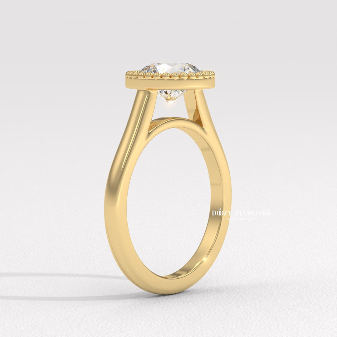 Vintage Bezel Solitaire Round Cut Diamond Engagement Ring