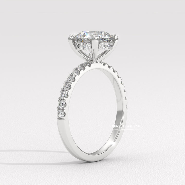 Hidden Halo Ring, Round Brilliant Cut Lab Grown Diamond Ring