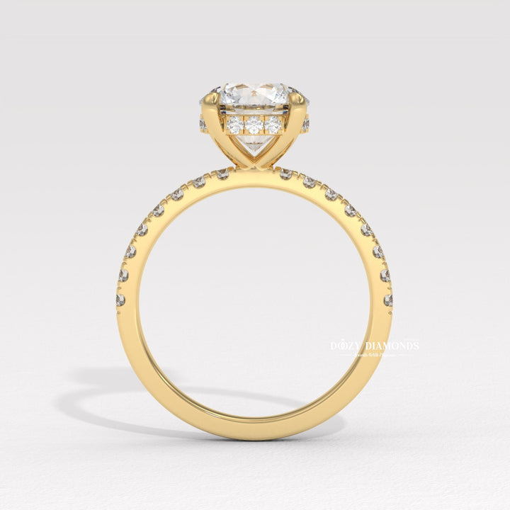 Hidden Halo Ring, Round Brilliant Cut Lab Grown Diamond Ring