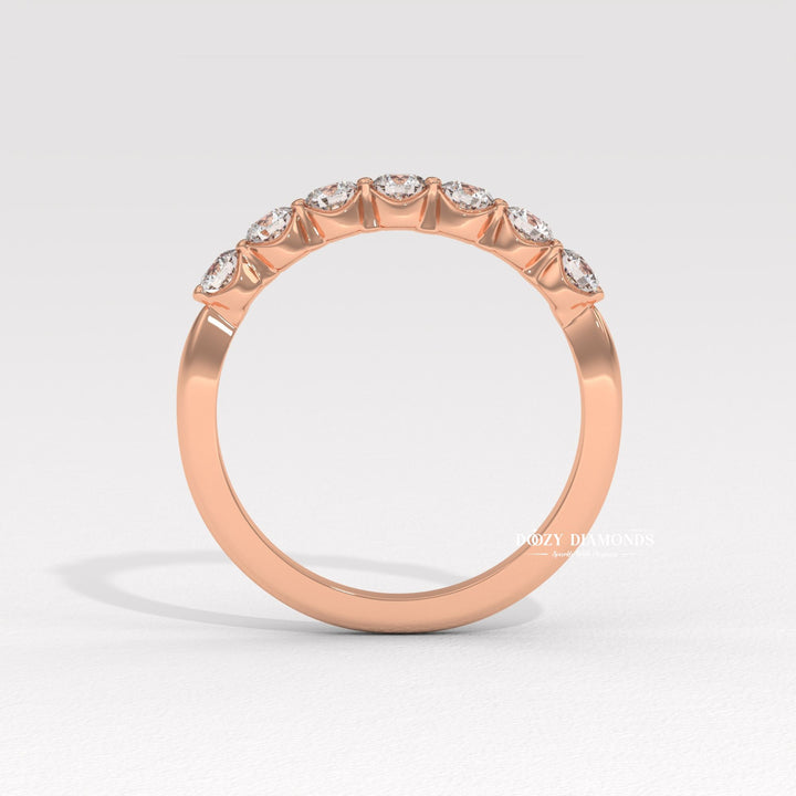 2.0 MM Round Lab Grown Diamond Floating Bubble Half Eternity Band, Stackable Wedding Band