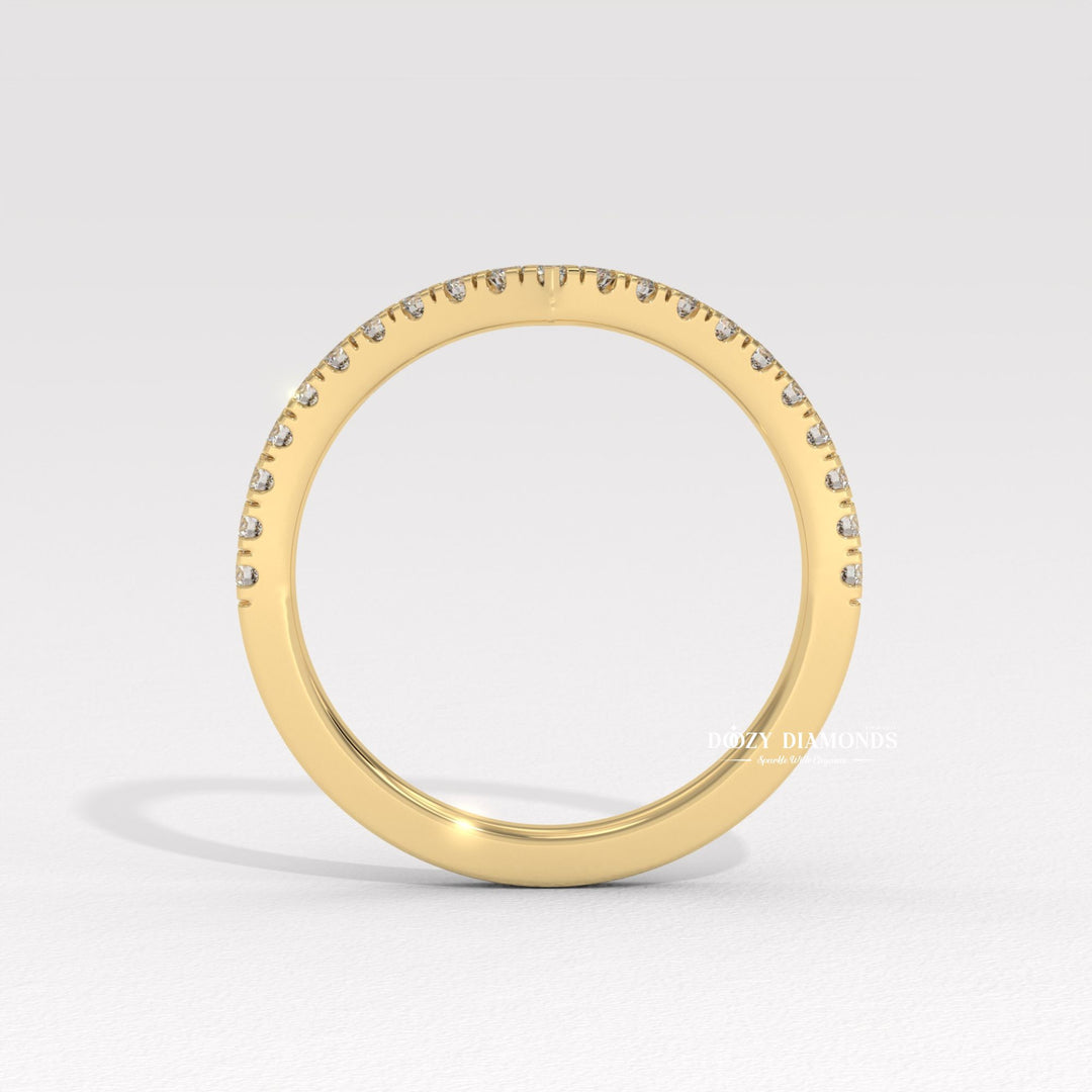 V Shaped Chevron Band, Round Lab Grown Diamond Wedding Band