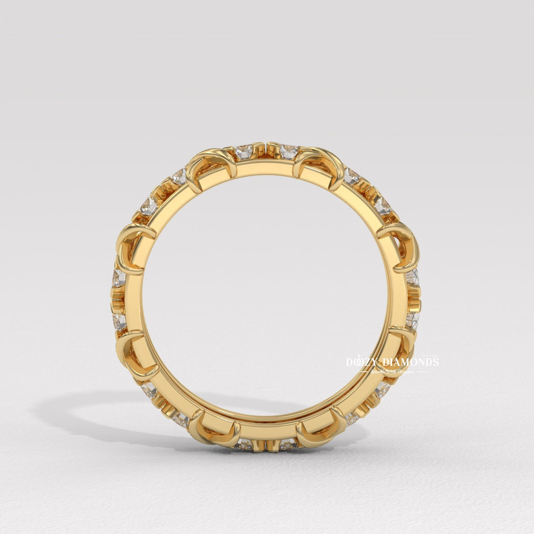 Full Eternity Wedding Band - 3.50MM Round Brilliant Cut EF/VS Lab Created Diamond Stackable Matching Band