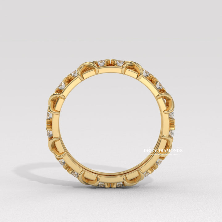 Full Eternity Wedding Band - 3.50MM Round Brilliant Cut EF/VS Lab Created Diamond Stackable Matching Band