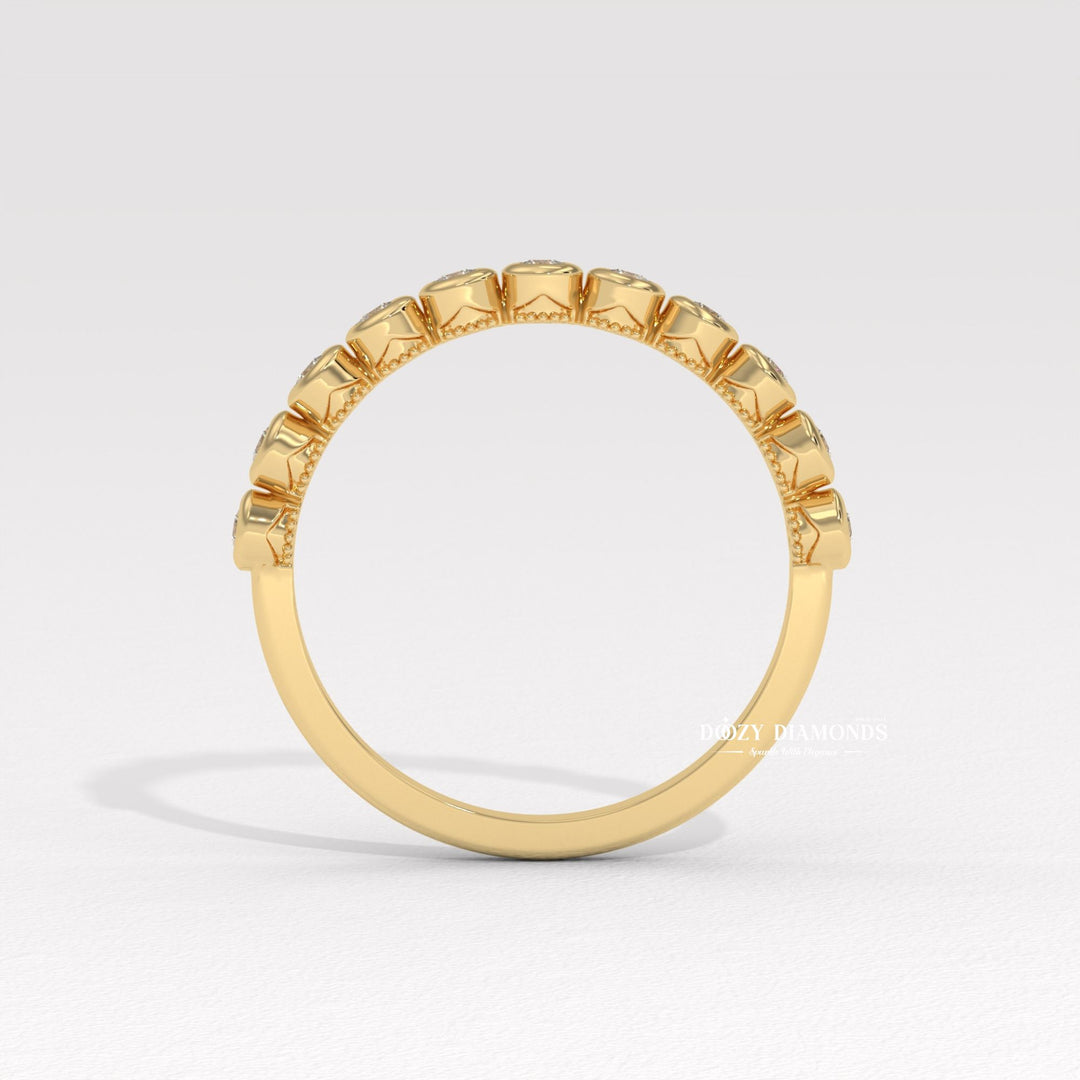 Round Lab Created Diamond Eternity Band, 2.0 MM Round Bezel Set Wedding Band