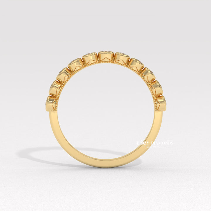 Round Lab Created Diamond Eternity Band, 2.0 MM Round Bezel Set Wedding Band
