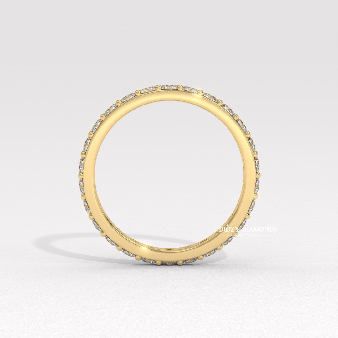 Shared Prong Wedding Band - Round Moissanite Full Eternity Wedding Band