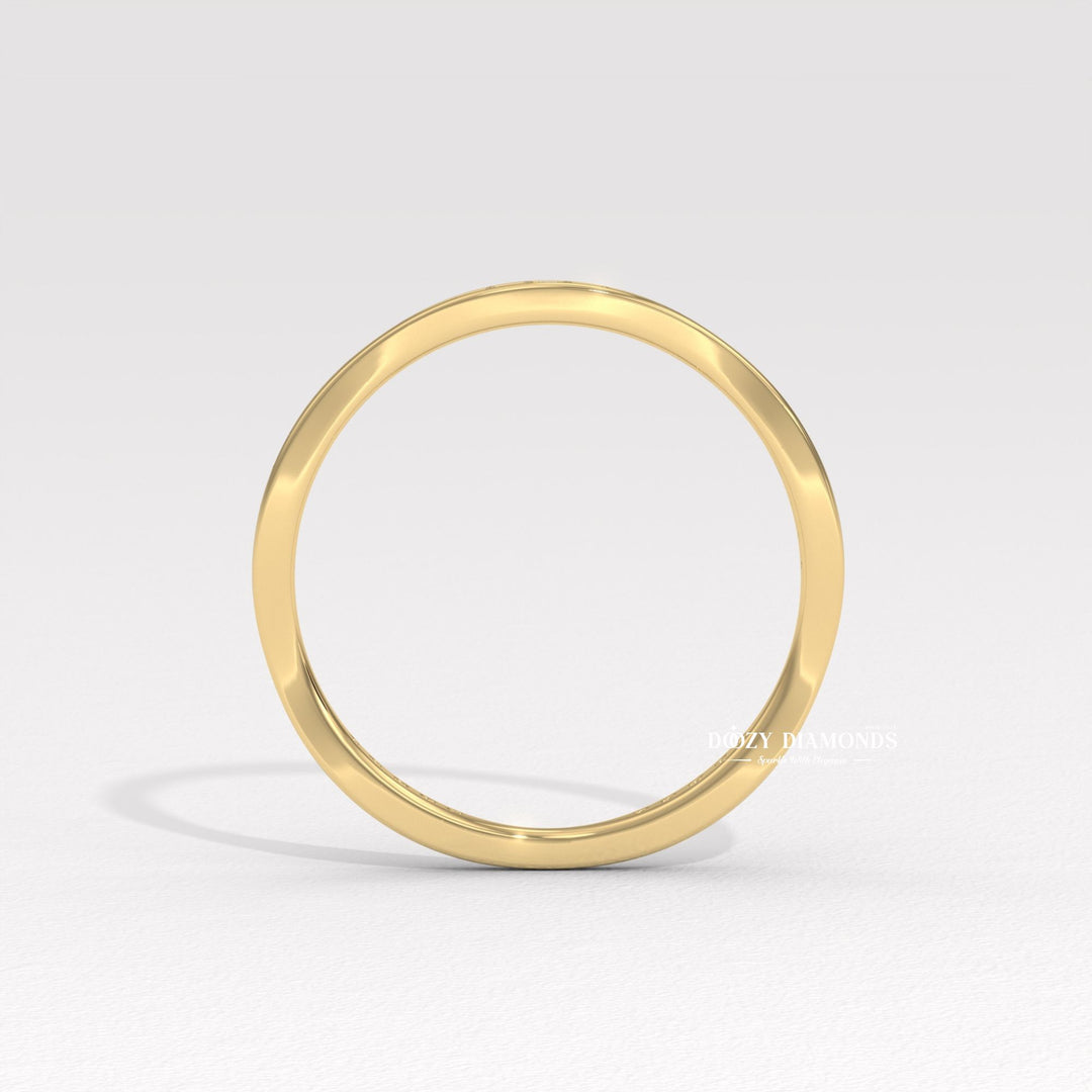Round Lab Grown Diamond Tapered Pave Diamond Wedding Band
