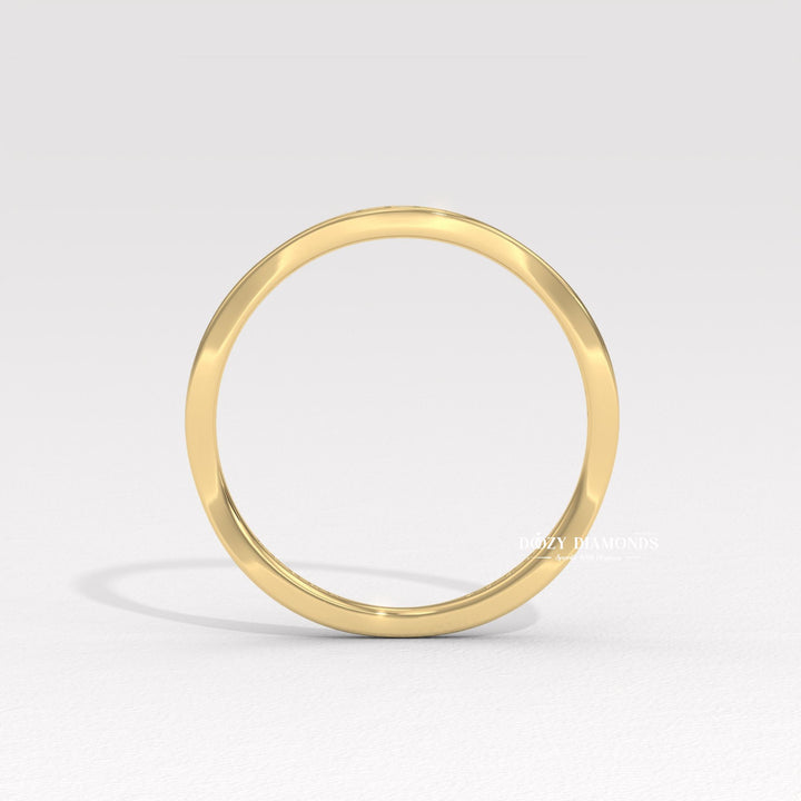 Round Lab Grown Diamond Tapered Pave Diamond Wedding Band