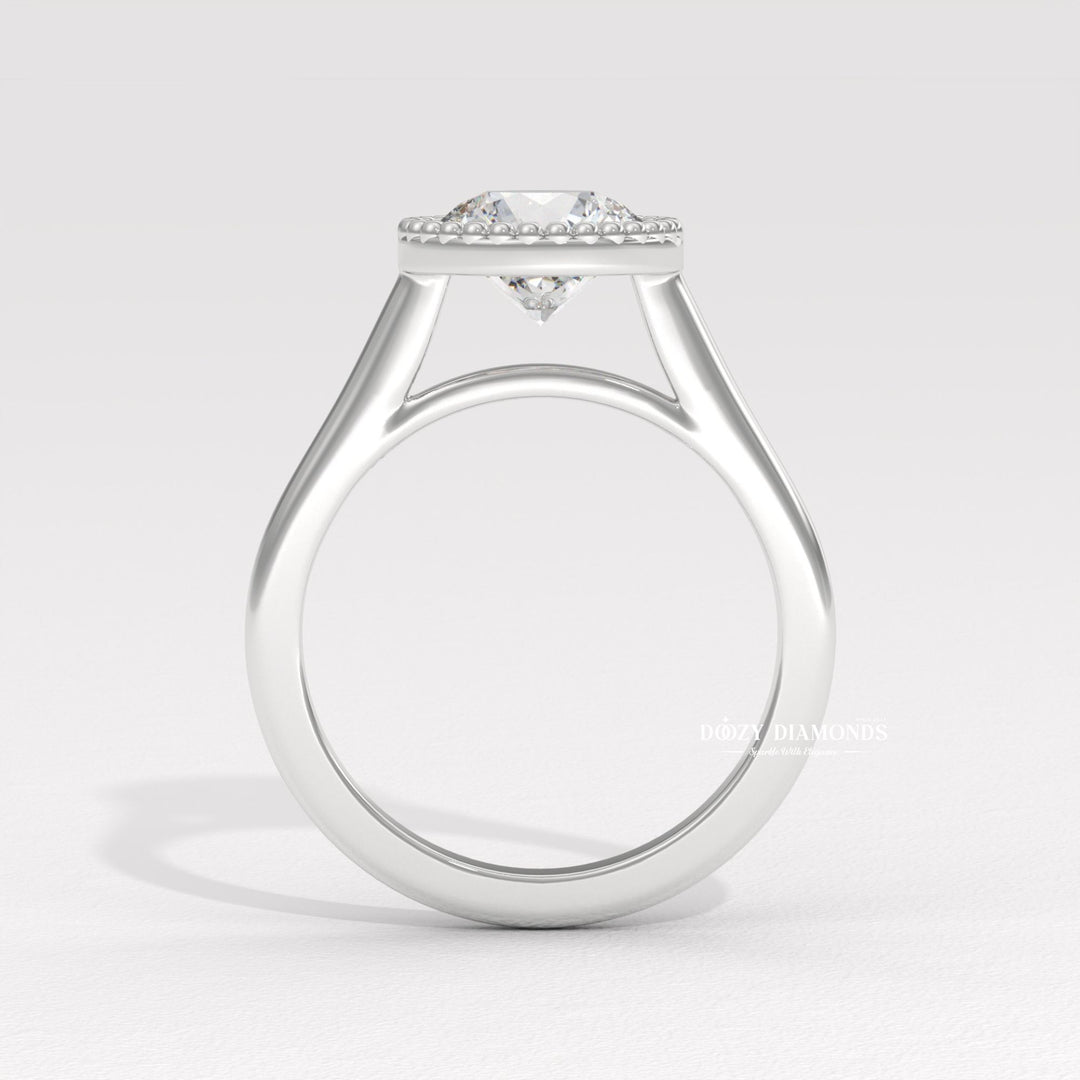 Vintage Bezel Solitaire Round Cut Diamond Engagement Ring
