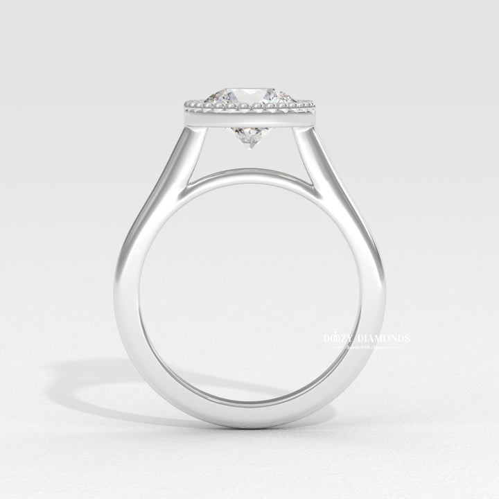 Vintage Bezel Solitaire Round Cut Diamond Engagement Ring