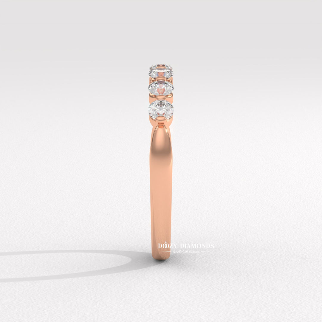 2.0 MM Round Lab Grown Diamond Floating Bubble Half Eternity Band, Stackable Wedding Band