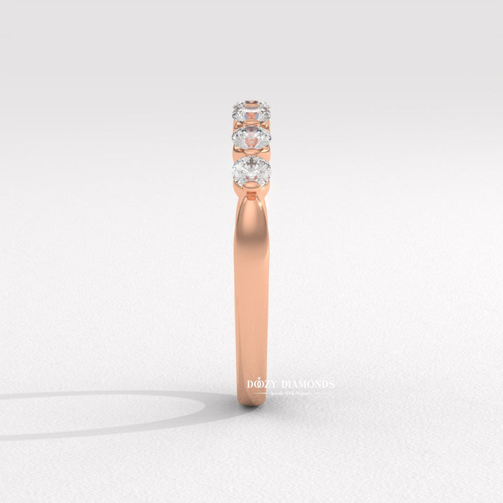 2.0 MM Round Lab Grown Diamond Floating Bubble Half Eternity Band, Stackable Wedding Band