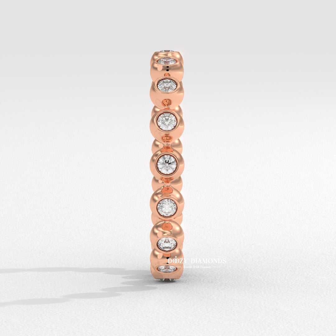 Floating Bubble Half Eternity Wedding Band, 1.50 MM Round Brilliant Cut Lab Created Diamond Band, Matching Band for Engagement Ring