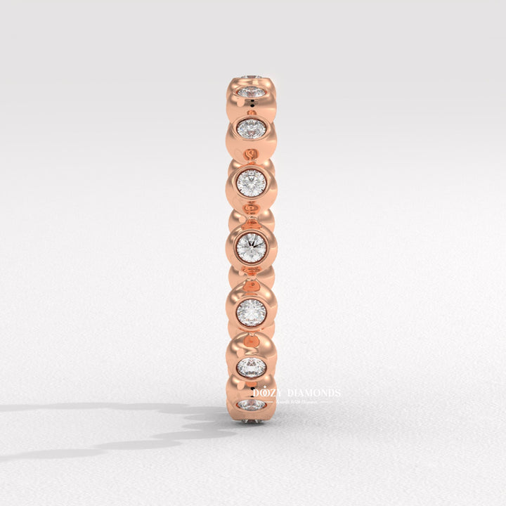 Floating Bubble Half Eternity Wedding Band, 1.50 MM Round Brilliant Cut Lab Created Diamond Band, Matching Band for Engagement Ring