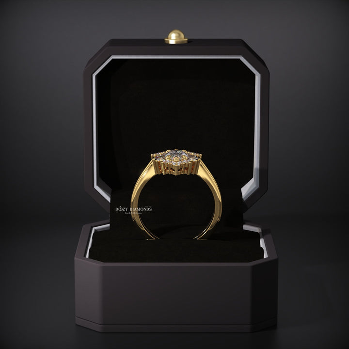 Marquise Lab Grown Diamond Cluster Engagement Ring With Matching Band