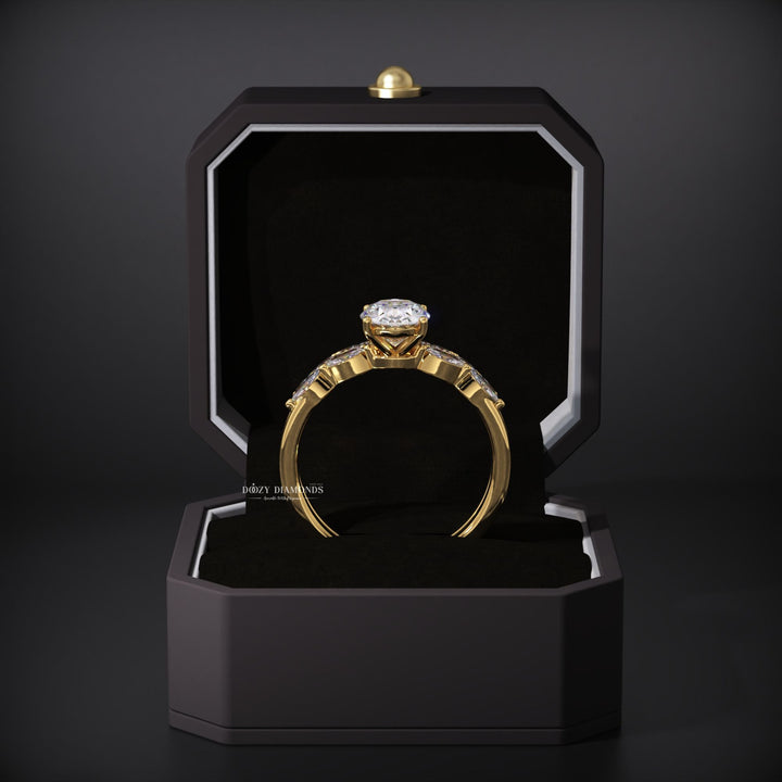 Oval Lab Grown Pave Engagement Ring & Cluster Wedding Band