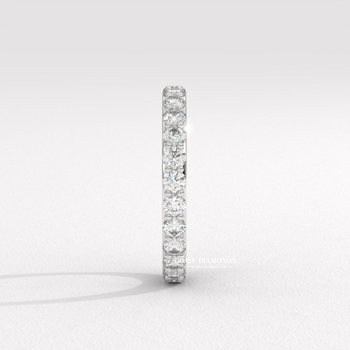 Shared Prong Wedding Band - Round Moissanite Full Eternity Wedding Band