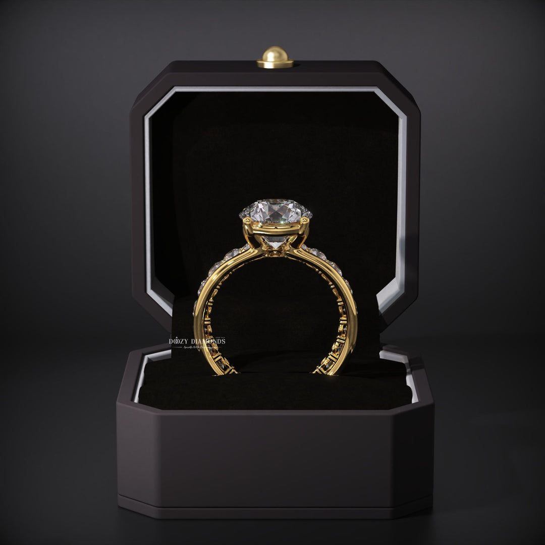 Round Lab Grown Solitaire Engagement Ring & Eternity Stacking Wedding Band