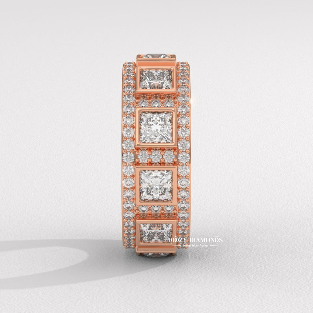 Round & Princess Cut Lab Created Diamond Eternity Wedding Band