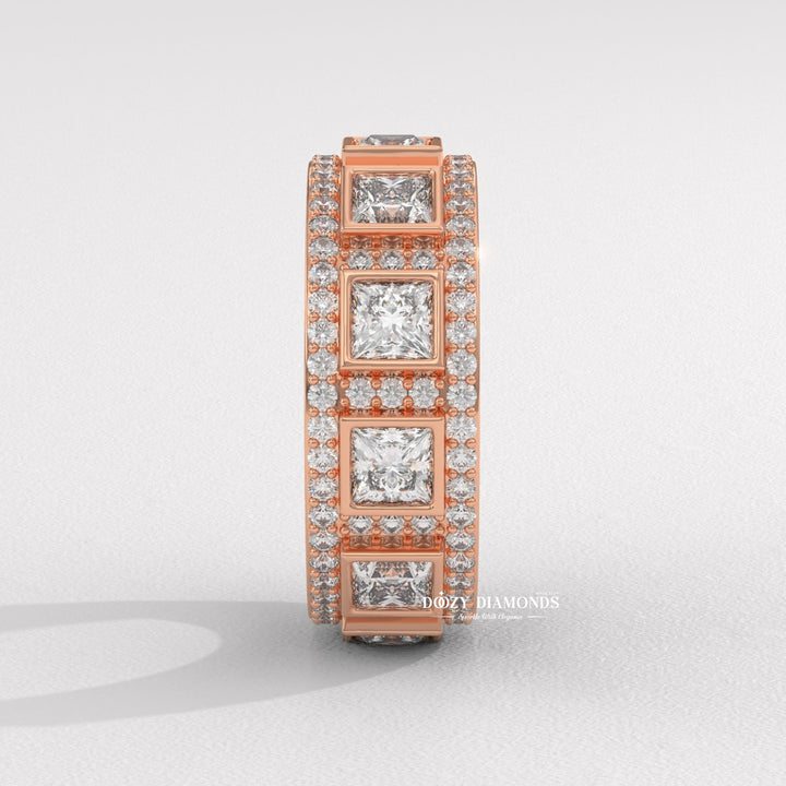 Round & Princess Cut Lab Created Diamond Eternity Wedding Band