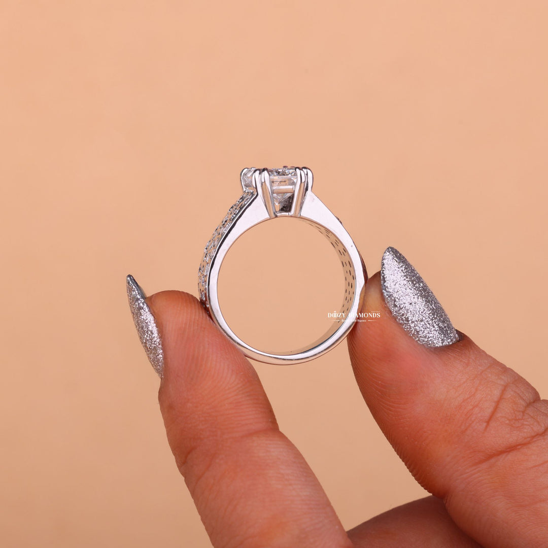 2.0CT-3.0CT Radiant F/VS1 Lab Grown Diamond Flush Set Engagement Ring