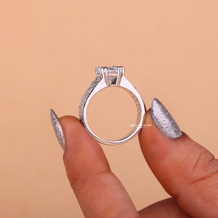 2.0CT-3.0CT Radiant F/VS1 Lab Grown Diamond Flush Set Engagement Ring