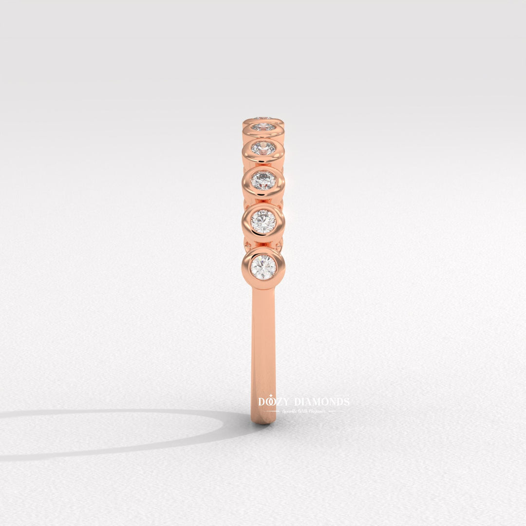 Round Lab Created Diamond Eternity Band, 2.0 MM Round Bezel Set Wedding Band