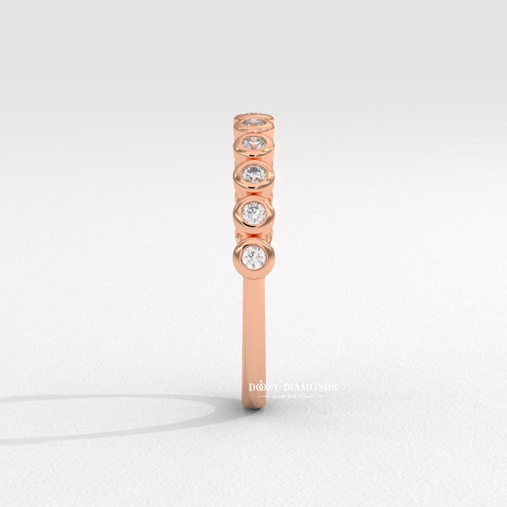 Round Lab Created Diamond Eternity Band, 2.0 MM Round Bezel Set Wedding Band